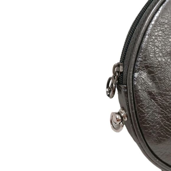 Giorgio Armoni Makeup Cosmetics Bag Circle Pouch Gunmetal Gray Designer Round - Picture 16 of 16